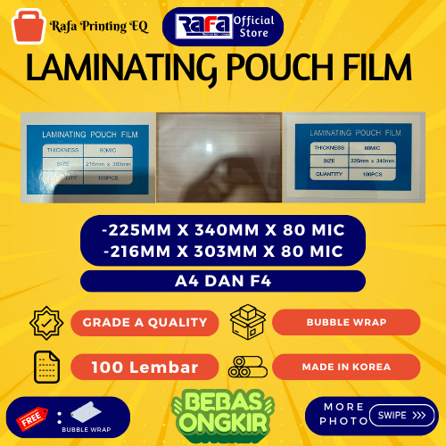 

Plastik Laminating Pouch Film Panas A4 dan F4 KOREA Kualitas terjamin