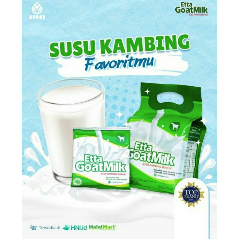 

EGM Etta Goat Milk Susu Kambing Ettawa baik diminum untuk orang terkena ISPA. Isi 10 Pcs/Pouch.