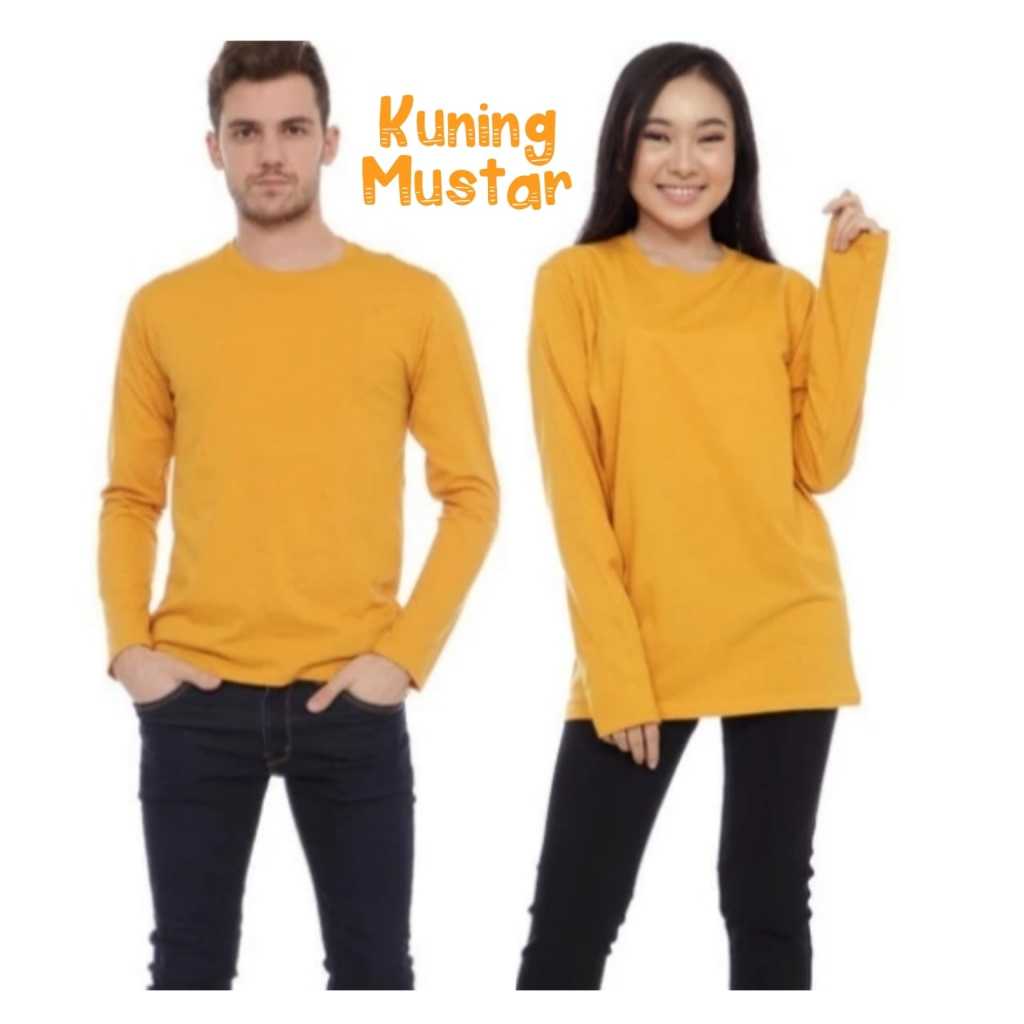 Kaos Polos Lengan Panjang Mustard Bahan Soft Cotton Combed 30s - Kaos Oblong Polos Lengan Panjang Ka
