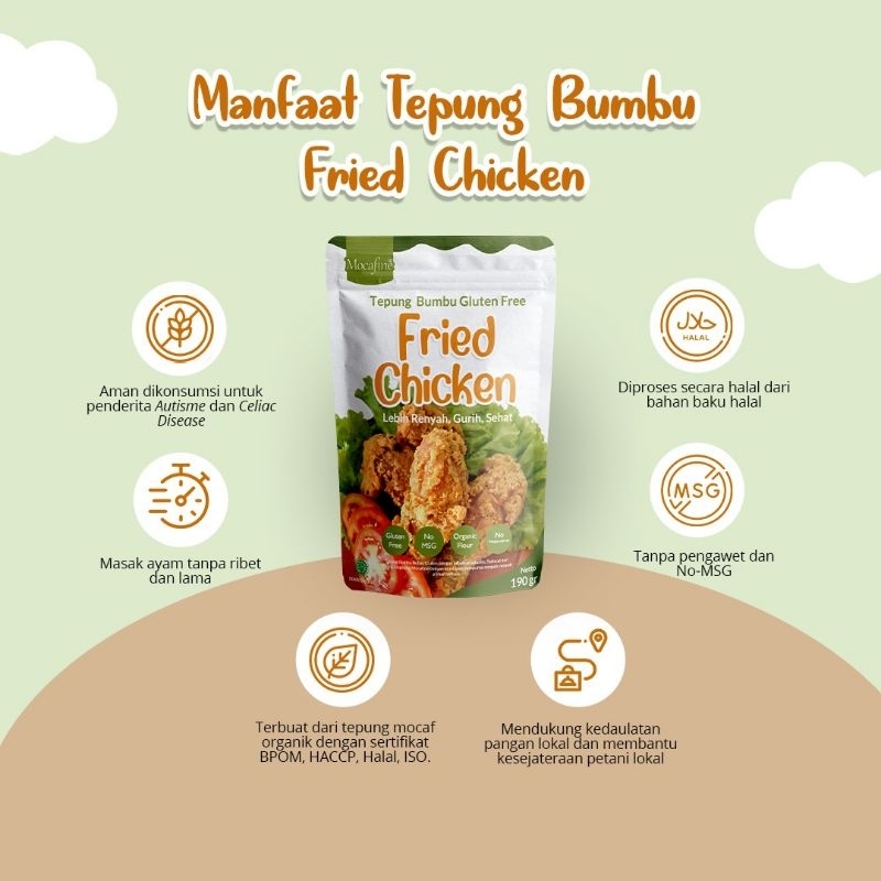 

MOCAFINE Tepung Gluten Free Fried Chicken by Rumah Mocaf - Tanpa MSG - Tanpa Pengawet - Halal - 190 gram