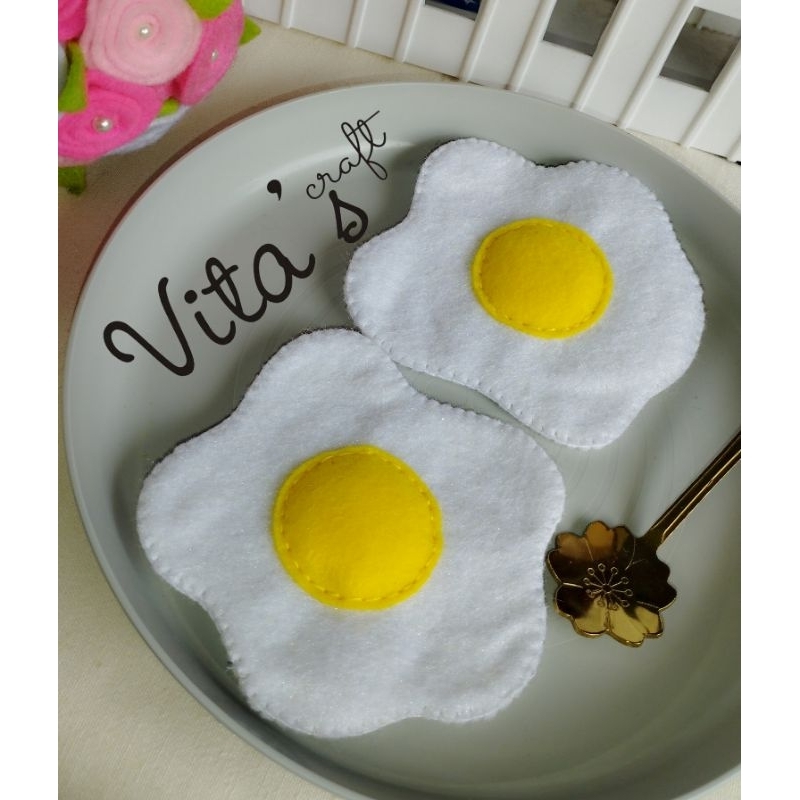 Telur Mata Sapi Flanel / Mainan Flanel / Mainan Edukasi Flanel / Makanan Flanel
