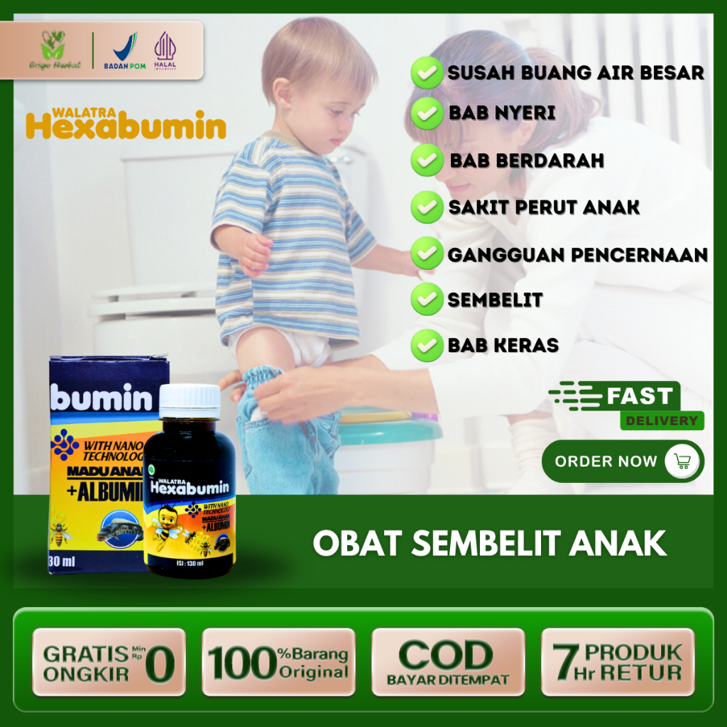 Obat Sembelit Anak atau Balita Buang Air Besar Keras susah BAB Sakir perut Anak Walatra Hexabumin