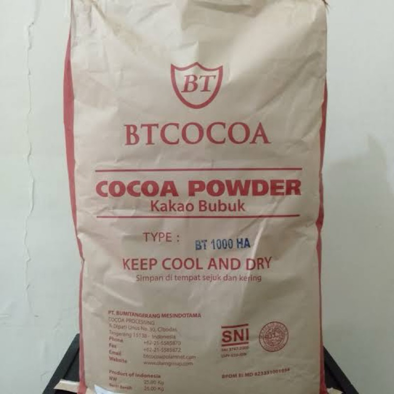 

COKLAT BUBUK BT COCOA POWDER KEMASAN 25 KG