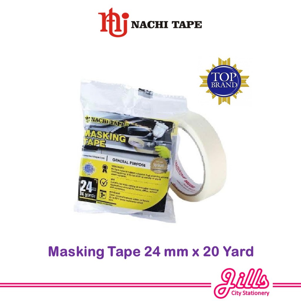 

Nachi Lakban Kertas / Masking Tape 1 inc / 24 mm x 20 Yard (18m)