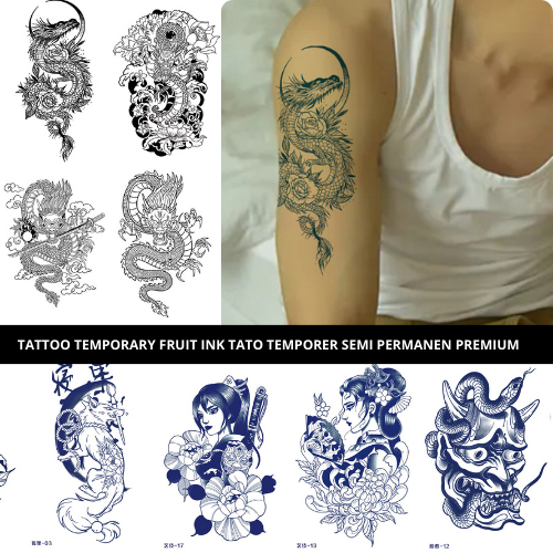 Tattoo Temporary Tato Semi Permanen Tahan Lama Fruit ink Premium Tato Temporer Sticker Motif Geisha 