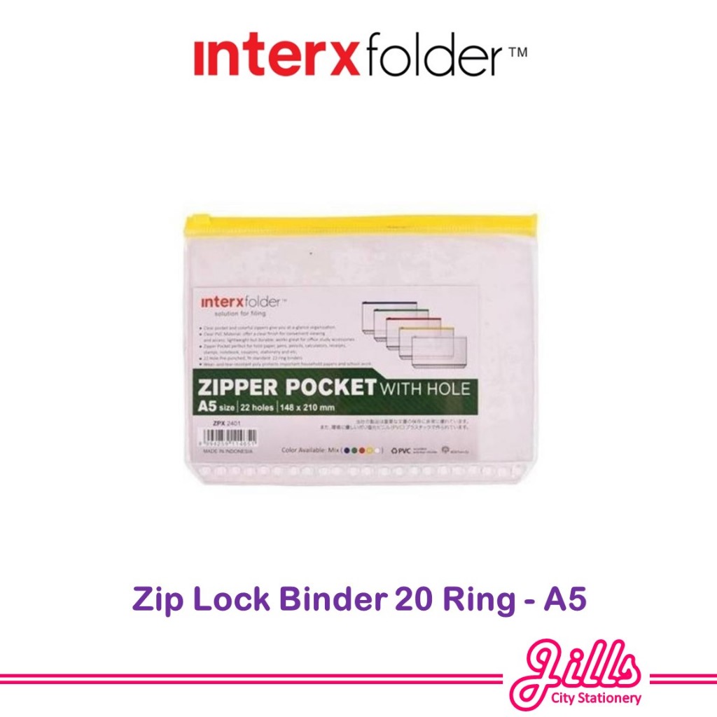

Interxfolder Zipper Binder A5 with index (dengan lubang)