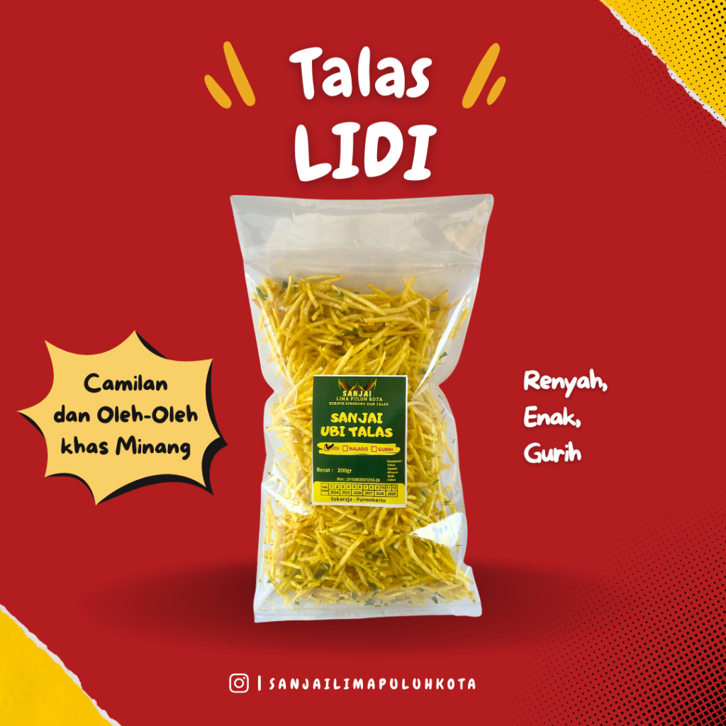 

Keripik Sanjai Talas Lidi 200gr / Camilan dan Oleh Oleh khas Minang / Cemilan Asin / Makanan Ringan