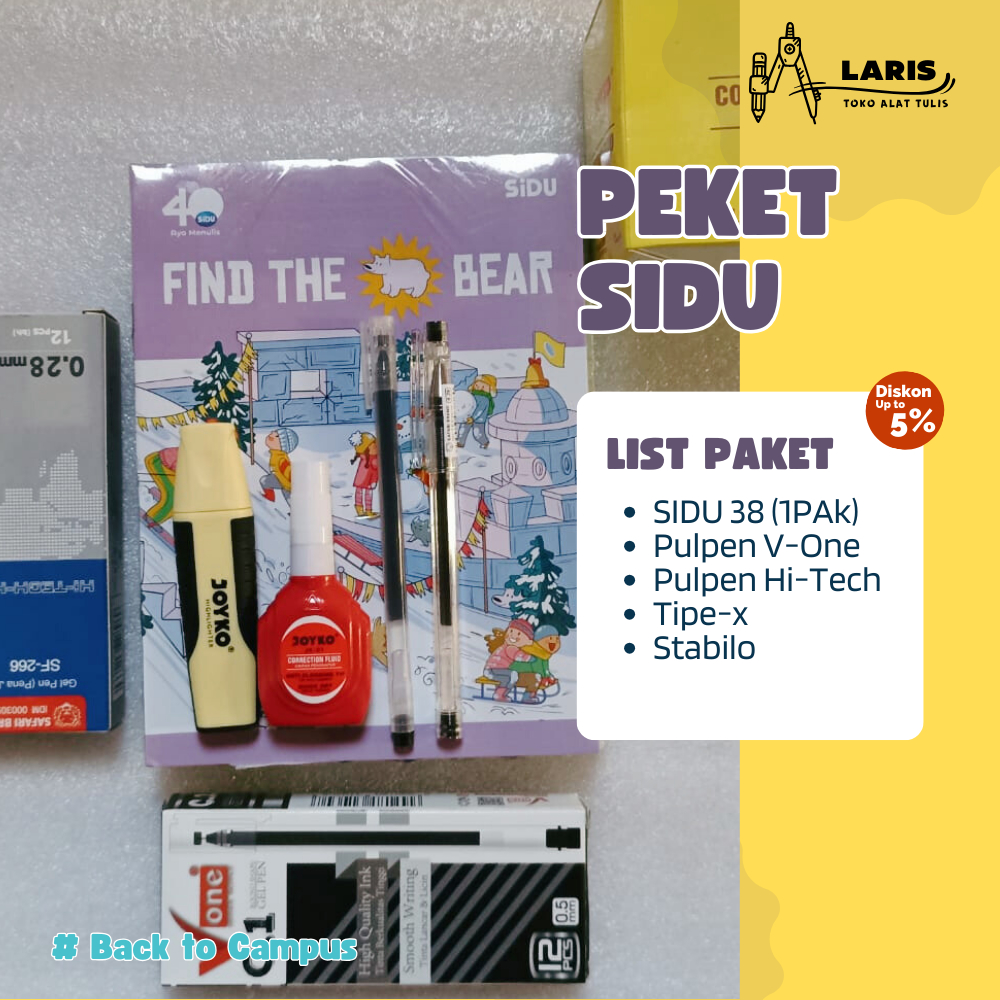 

PAKET BULK TULIS SIDU ISI 38 + PULPEN +STABILO +TIPE-X | LENGKAP