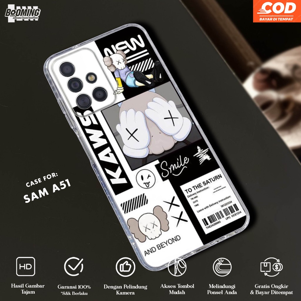 Case Samsung A51 Casing Samsung A51 Motif KAWS - Clear Case - Softcase Bening Tebal - Casing Hp Prem