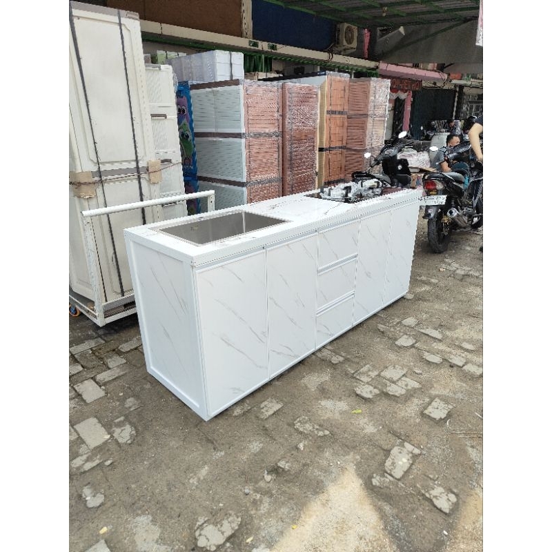 Rak kompor dapur / kitchen set dapur Alumunium / kitchen set bawah aluminium acp 200cm