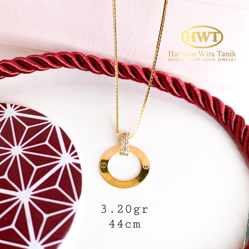 Kalung Emas Liontin Cartir Permata Set Emas Asli Kadar 700 16Karat