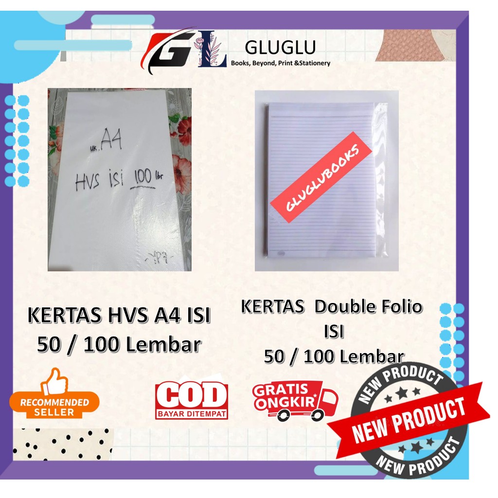 Kertas Double Folio Bergaris SIDU  Sinar Dunia  isi 50 / 100 Lembar | Kertas HVS A4 Isi 50 / 100 Lem