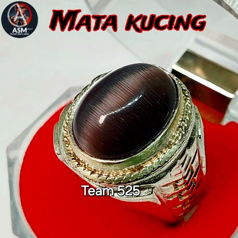 Cincin mata kucing cat eye hitam cincin asli pria wanita / cincin batu akik murah