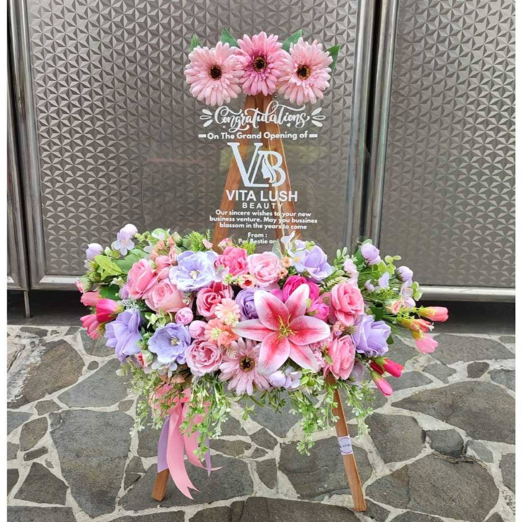 Standing Flower Bouquet Acrylic Buket Bunga Artificial