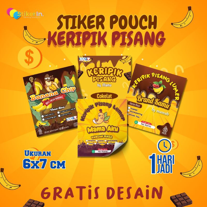 

Stiker Label Makanan Kemasanan Keripik Pisang | Stiker Label Kemasan keripik