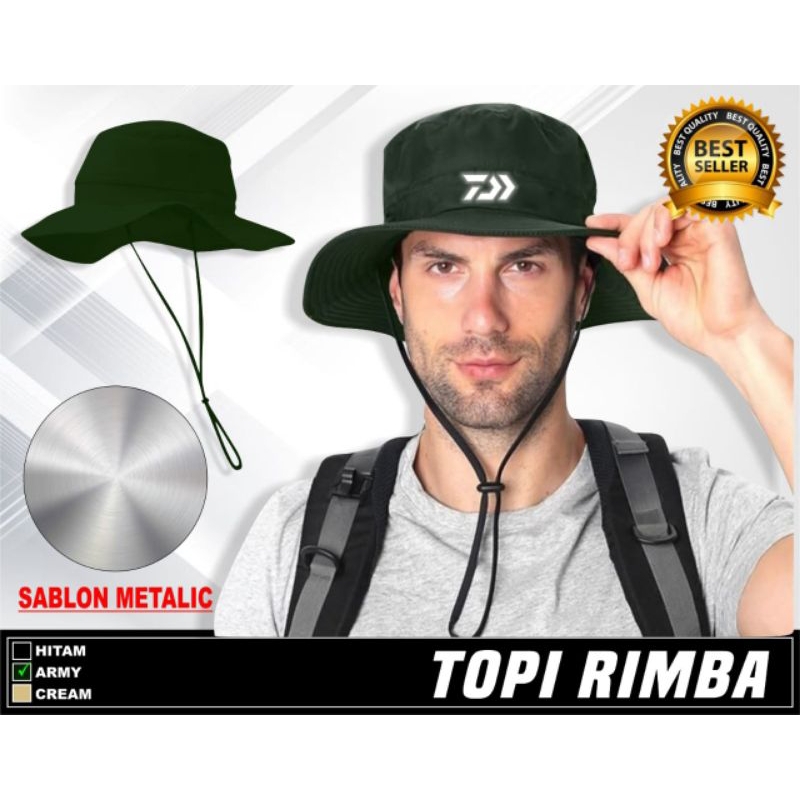 Topi rimba dewasa topi outdoor topi gunung topi mancing dewasa logo metalic pria wanita