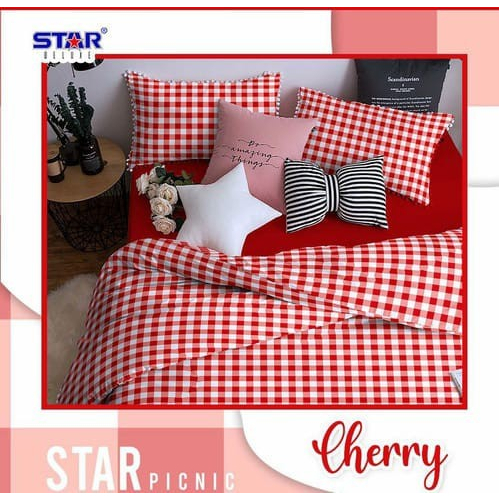Sprei Anti Geser Bahan Katun Star Motif Cherry
