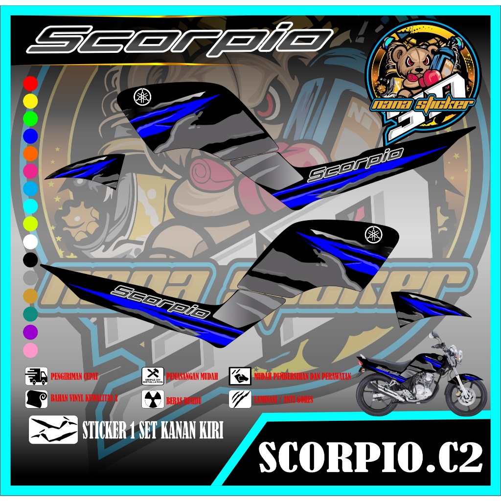 STRIPING SCORPIO VARIASI STICKER YAMAHA SCORPIO STICKER LIS LIST SCORPIO Motif keren VARIASI C1