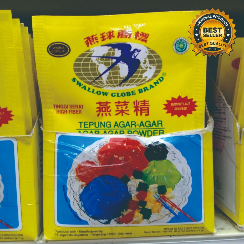 

(1 pcs) Agar Agar SWALLOWW Globe Plain Sachet 7 gram Tepung Agar Agar / Agar-Agar Swallow Globe Sachet 7 gram