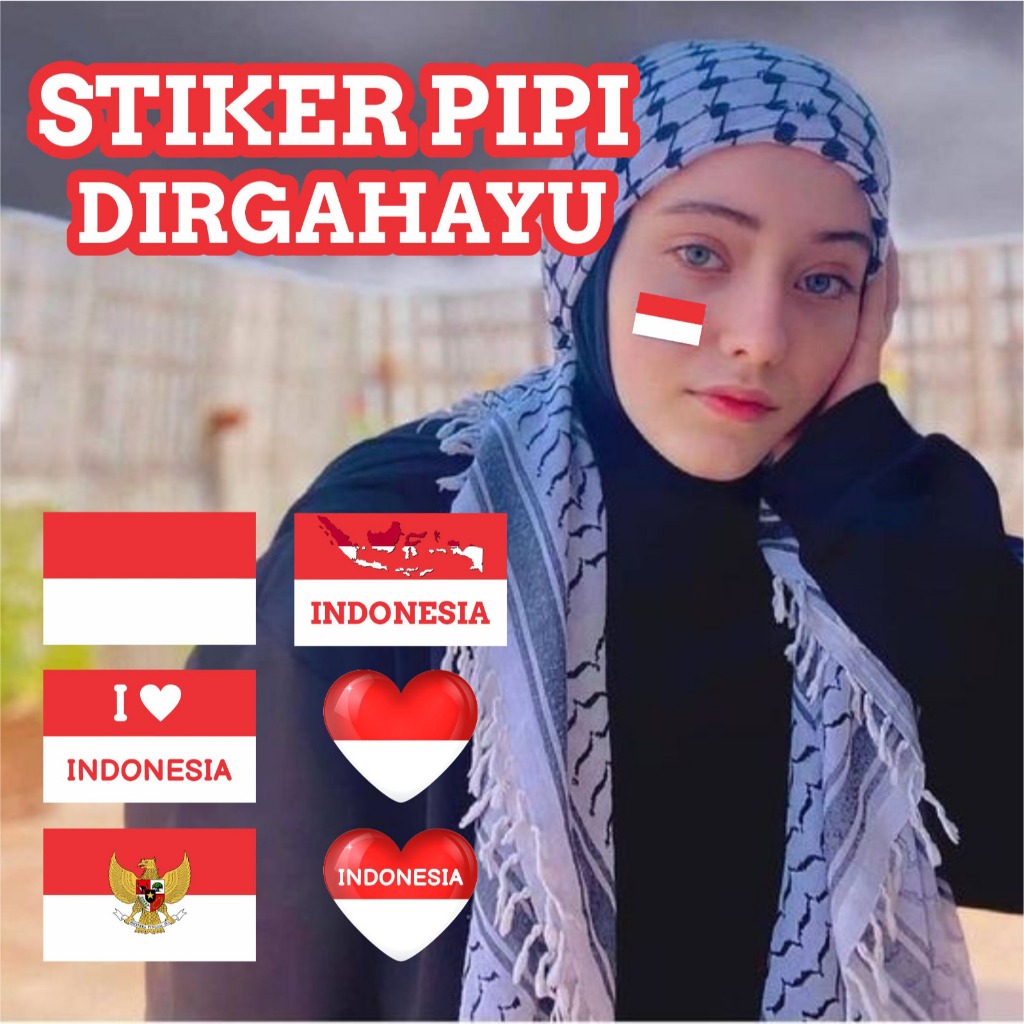 

Sticker Bendera Pipi / Stiker Tempel Pipi / Ukuran Besar Dewasa / Stiker Pipi Merah Putih