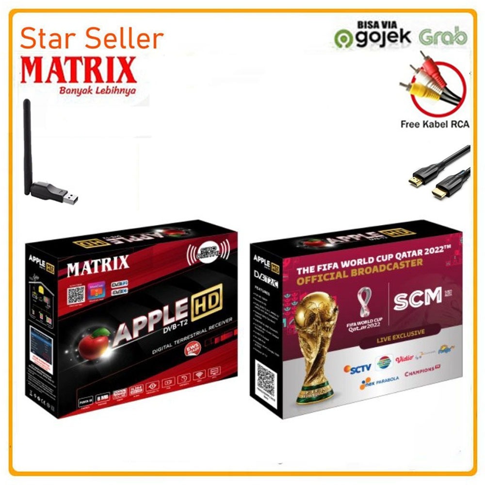 Set Top Box STB Matrix Apple HD Merah DVB-T2