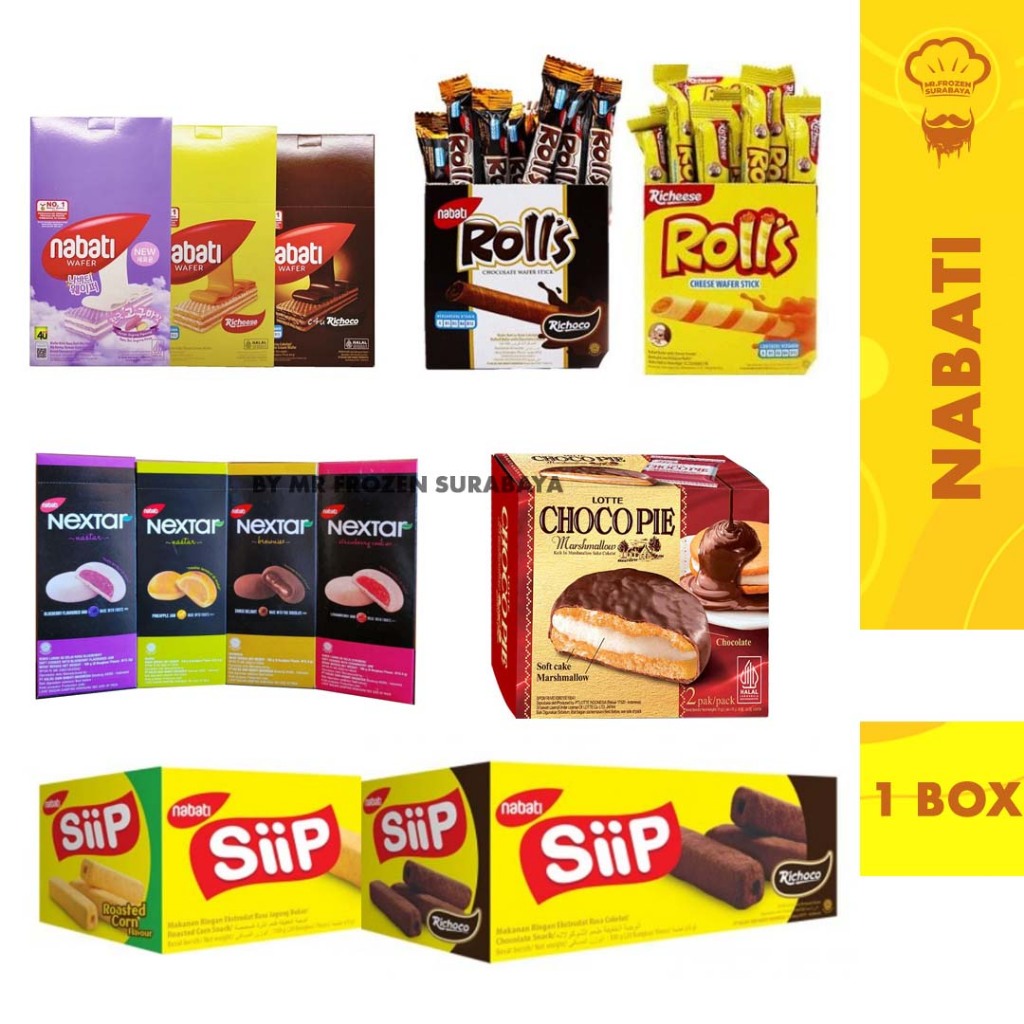 

NABATI - Nabati Chocopie Crackers Pie Cookie Crackers Jagung Coklat Keju Goguma | AHH | ROLLS | SIIP | CHOCOPIE | NEXTAR BOX