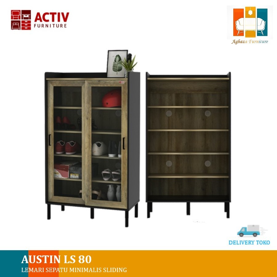 Lemari Sepatu Rak Sepatu Rak Sandal Kaca Minimalis Pintu Sliding Activ AUSTIN LS 80 [ Kurir Toko ]