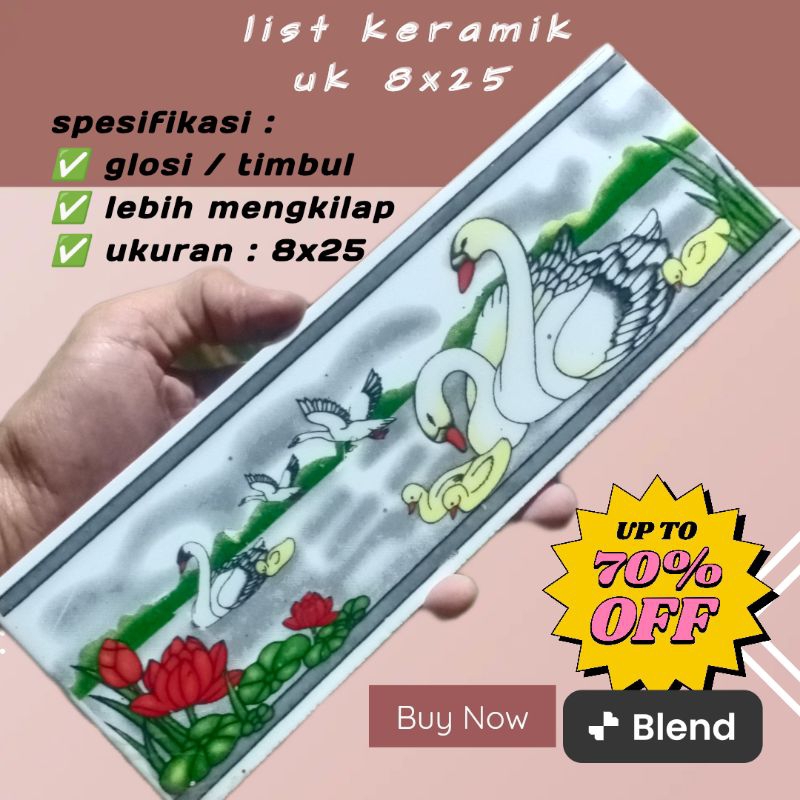 murah list keramik dinding dapur kamar mandi minimalis motif ikan swan ukuran 8x25