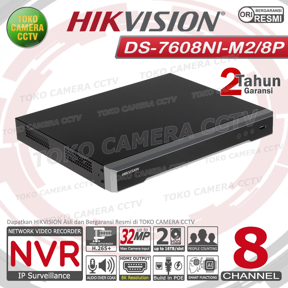 NVR 8 CHANNEL HIKVISION 32MP NVR CCTV POE 8K 8CH 2HDD