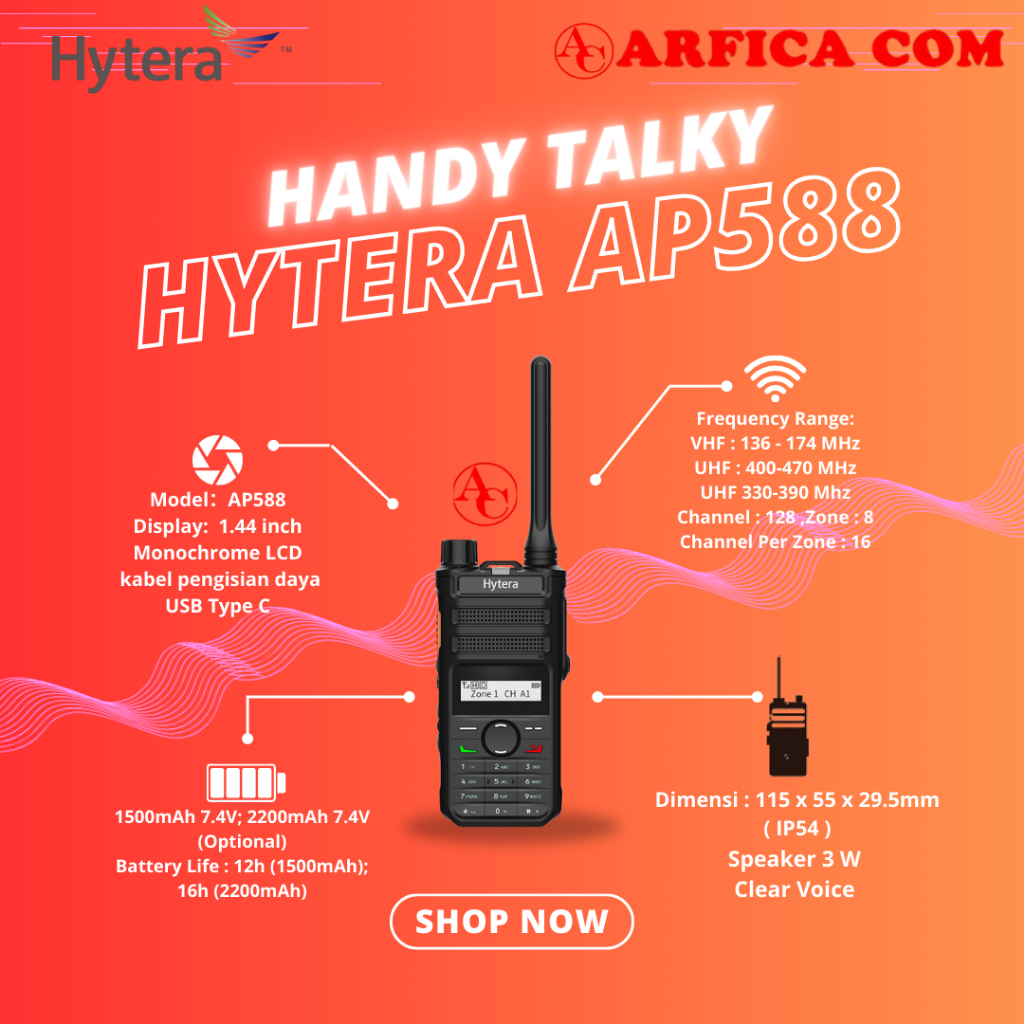 HT HYTERA AP588 SINGLEBAND VHF - HYTERA AP 588 VHF 136-176MHZ