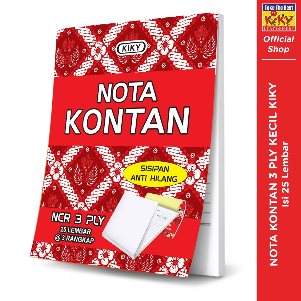 

KIKY Nota Kontan 3 Ply ( 3 Rangkap ) Kecil / (Uk. 10.5 x 15.5 cm) - 1 Pack (10 Buku)