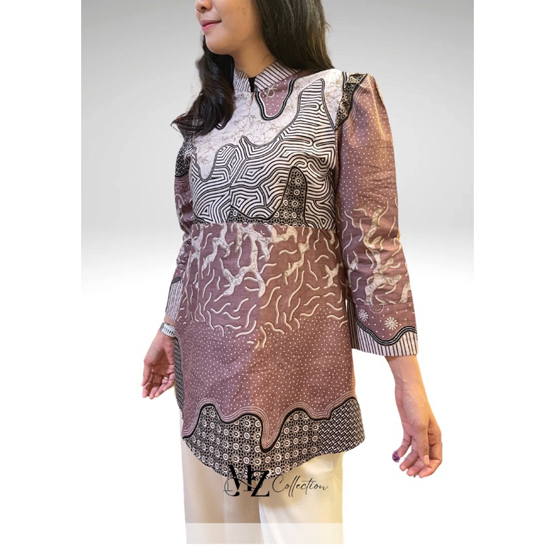 Baju /Atasan batik Kerah Resleting Modis cantik ,usman