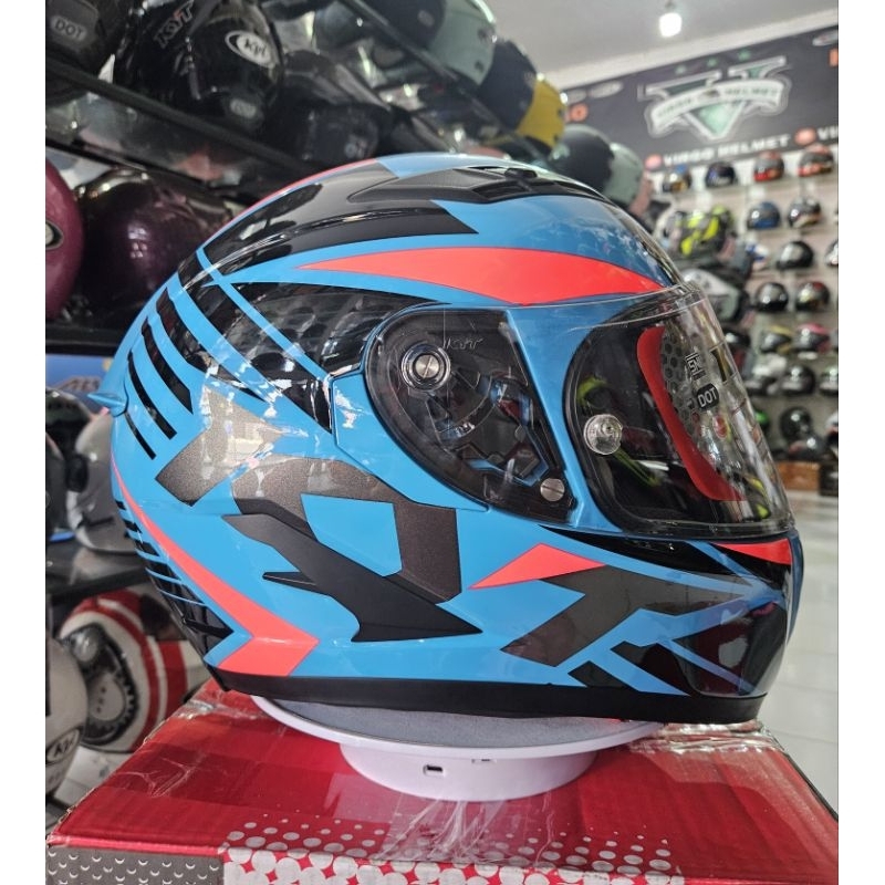 KYT HELM FALCON FR RADIANT |SKY BLUE FUXIA  FLAT VISOR FULL FACE