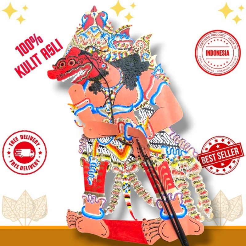 KUMBOKARNO / KUMBAKARNA Wayang Kulit Sapi Asli Kumbokarno -+ 80 cm Bahan Kulit Sapi