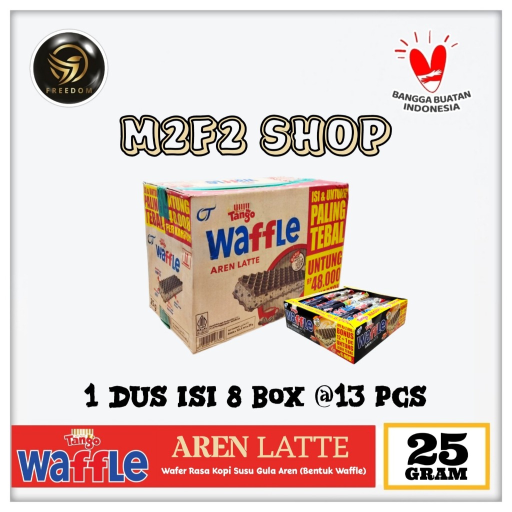 Tango Waffle Aren Latte | Wafer Krim Kopi Susu Gula Aren Sachet - 25 gr (Kemasan Karton)