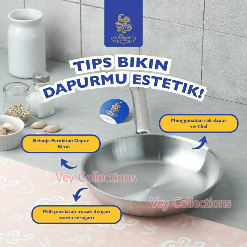• BISA COD • BIMA Stainless SUS304 CHEF DE CUISINE 20 cm (CDC011) Original 3 Ply Fry Pan Tebal Chef 