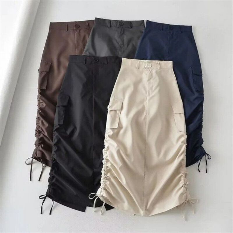 Rok cargo tali samping/Rok serut samping/Rok serut korean style