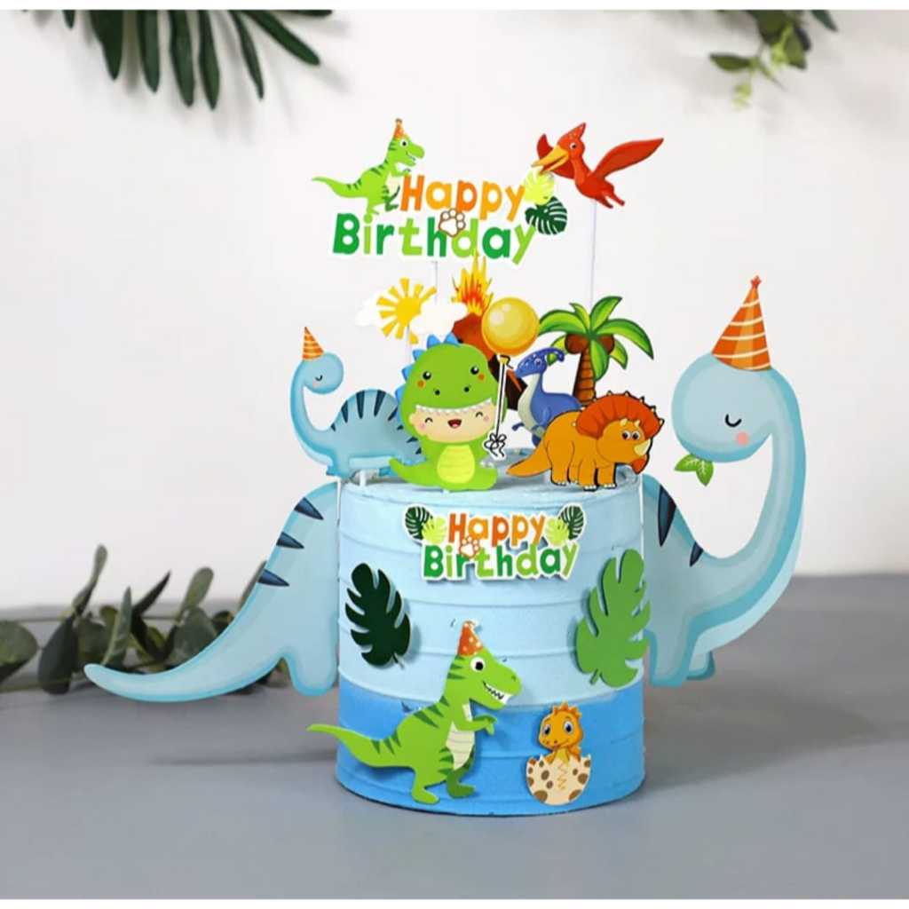 Topper Dinosaurus hiasan kue ulang tahun