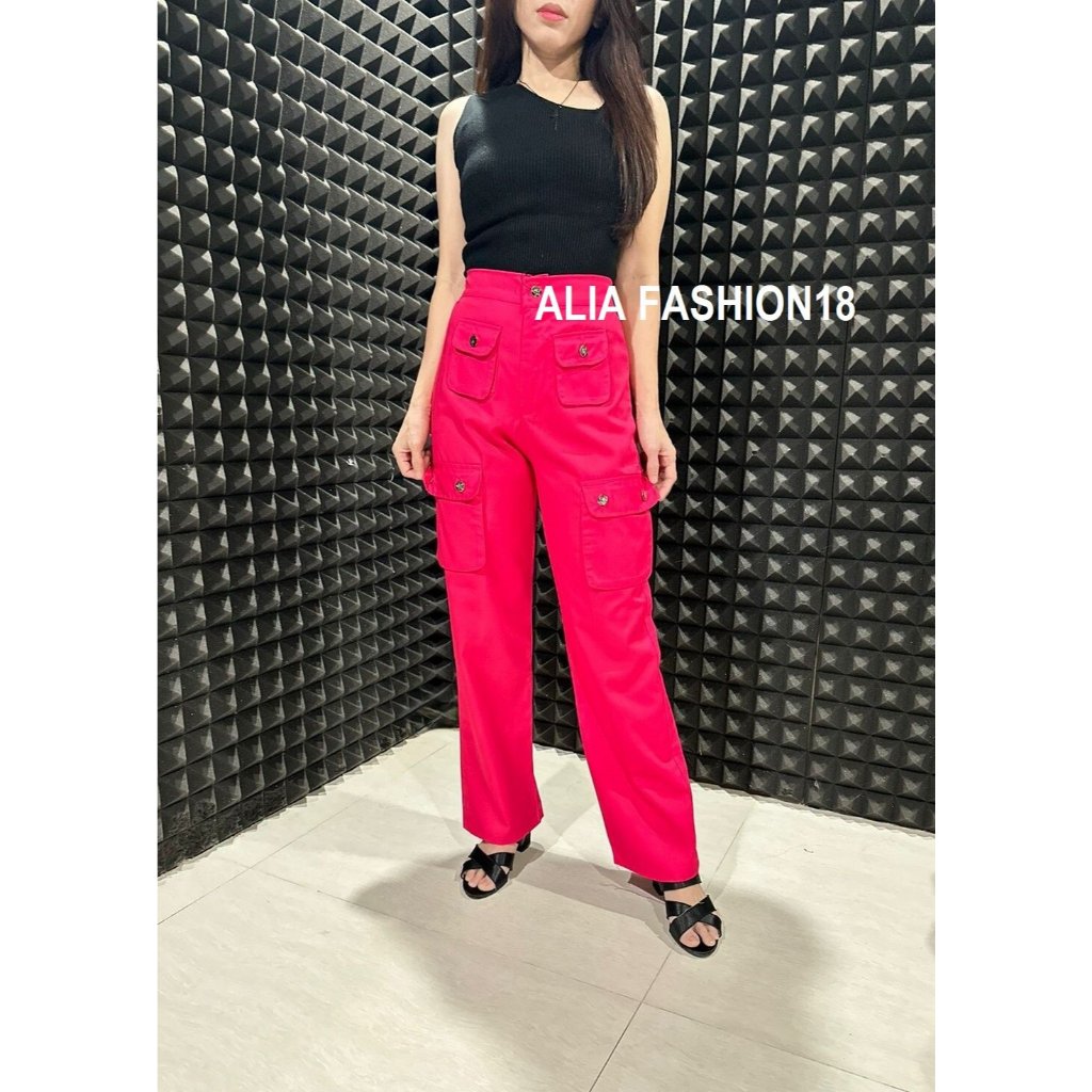 CELANA CARGO WANITA /  CELANA CARGO BUTTON PUTIH / CELANA HIGHWAITS WANITA