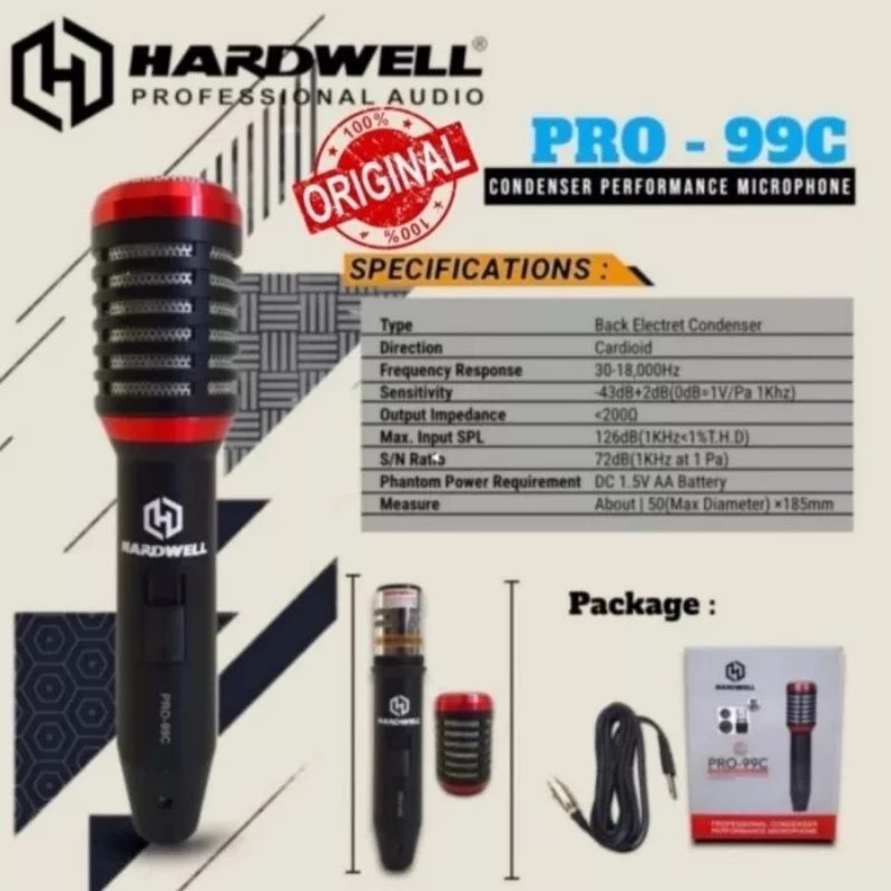 Mic Kabel Hardwell Condensor Pro 99C Original Condenser PRO99 C