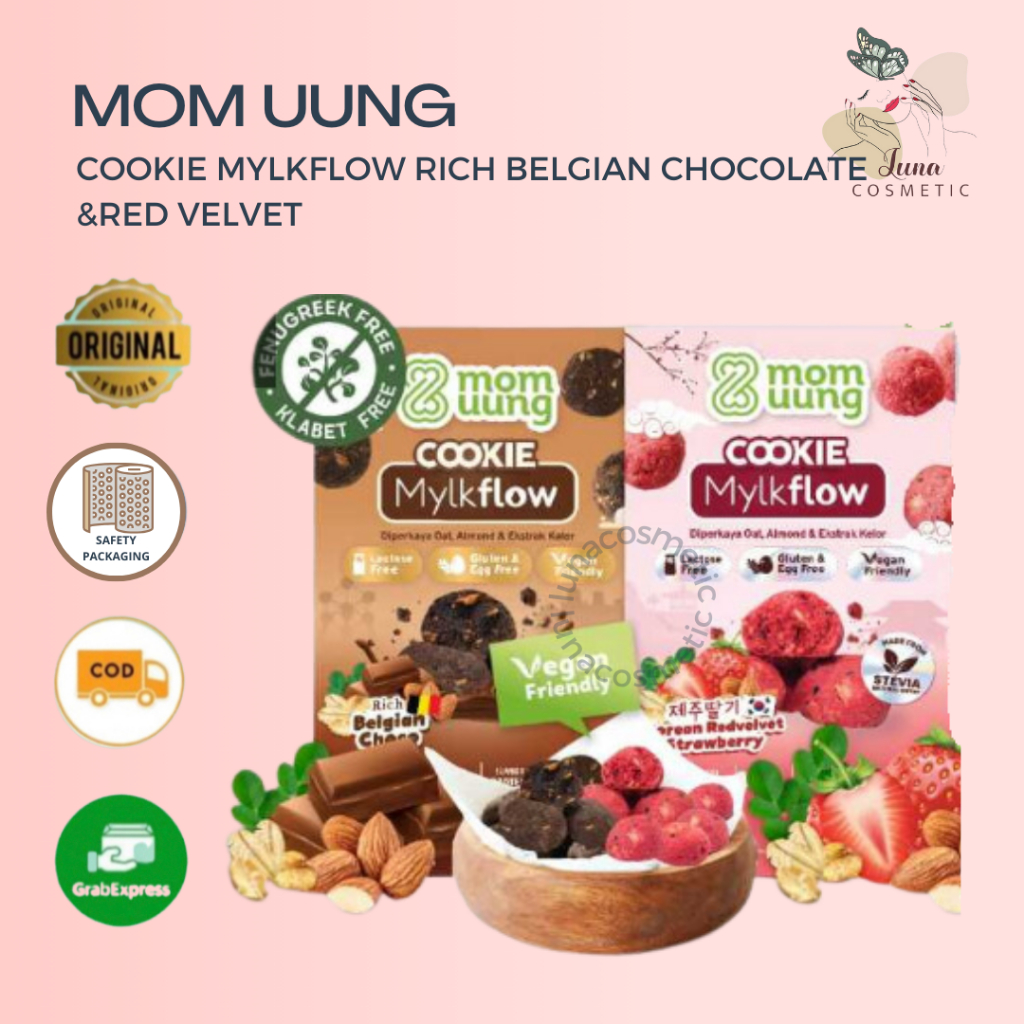 

MOM UUNG COOKIE MYLKFLOW RICH BELGIAN CHOCOLATE | MOMUUNG MYLKFLOW KOREAN RED VELVET STRAWBERRY