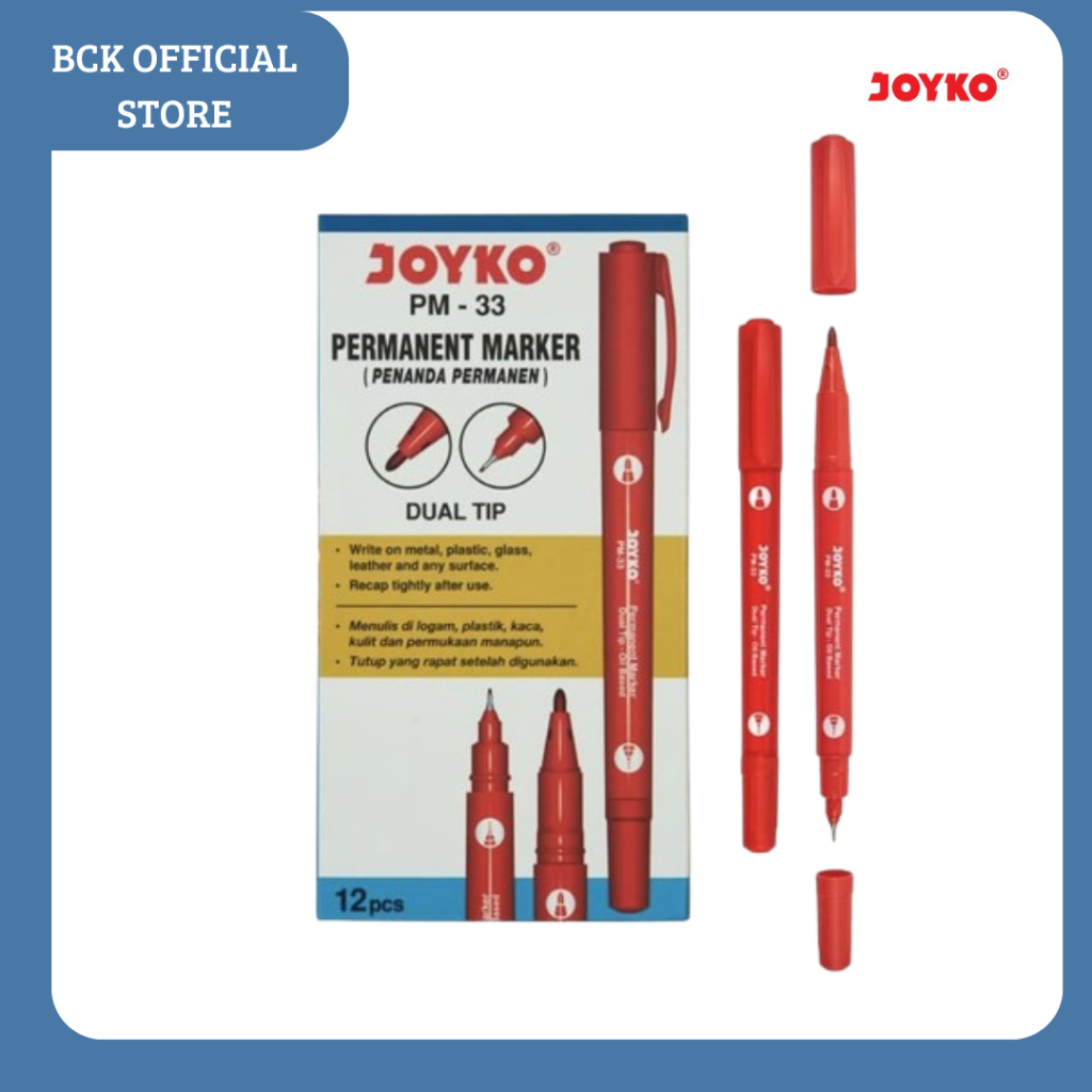 

Spidol Permanent Marker PM-33 Red Joyko (DUS)