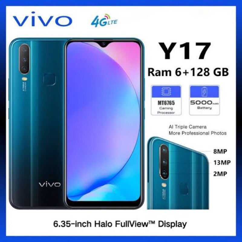 VIVO TYPE Y17 RAM 6/128GB RAM 8/256GB SECOND FULLSET BERGARANSI