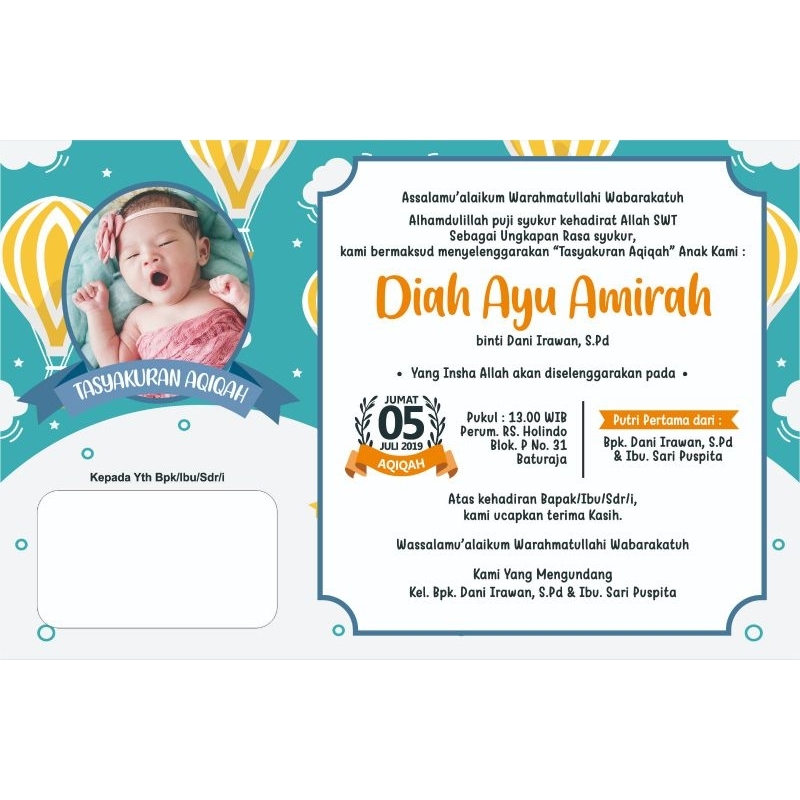 CETAK UNDANGAN AQIQAH / KARTU UNDANGAN AQIQAH MURAH | UNDANGAN TASYAKURAN | UNDANGAN AQIQAH