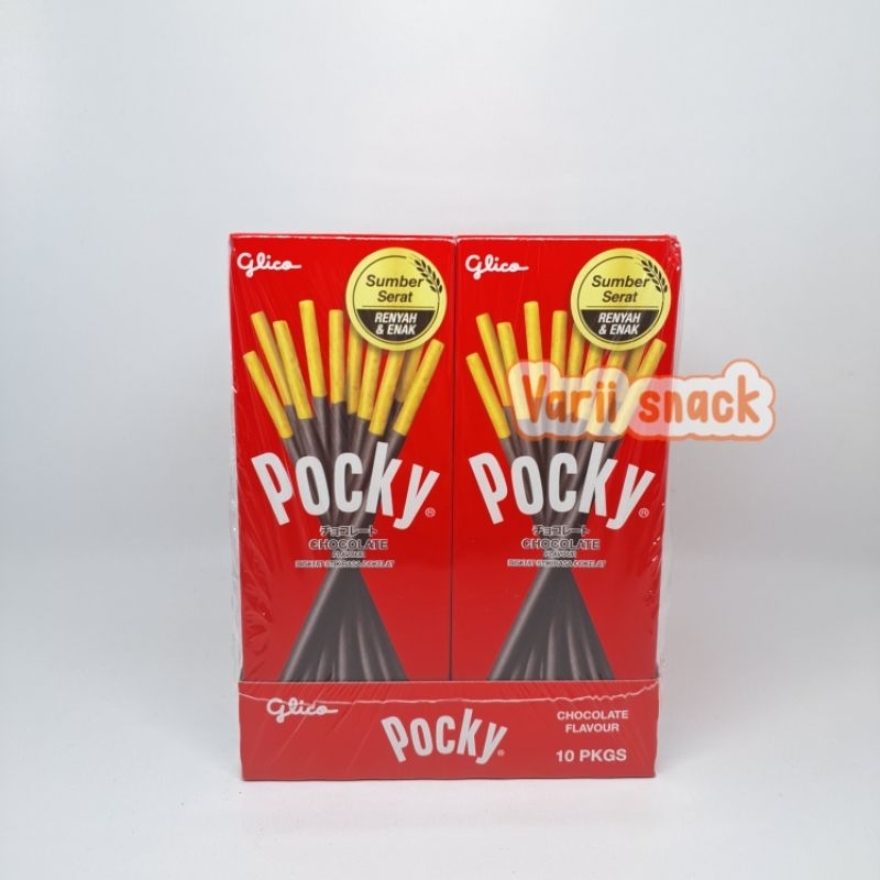 

Glico Pocky Biskuit Stick Coklat Rasa Coklat / Strowberry 1 Box 10 pcs x 22 g