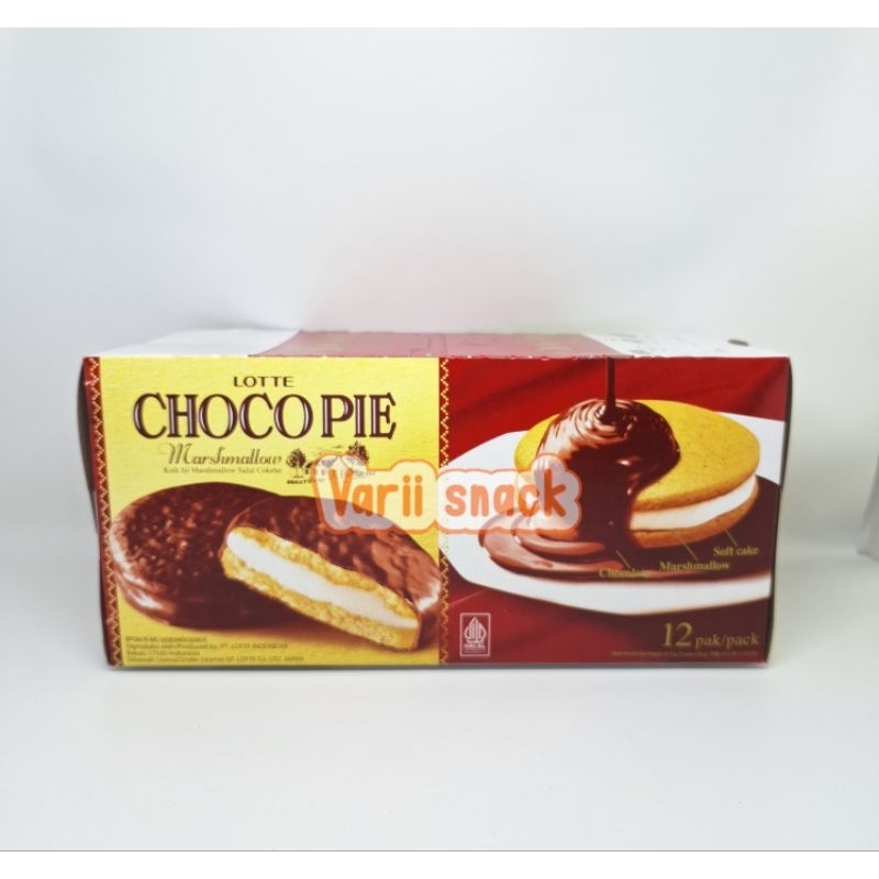 

Lotte Chocopie Marshmallow Bersalut Coklat 1 Box 12 pcs