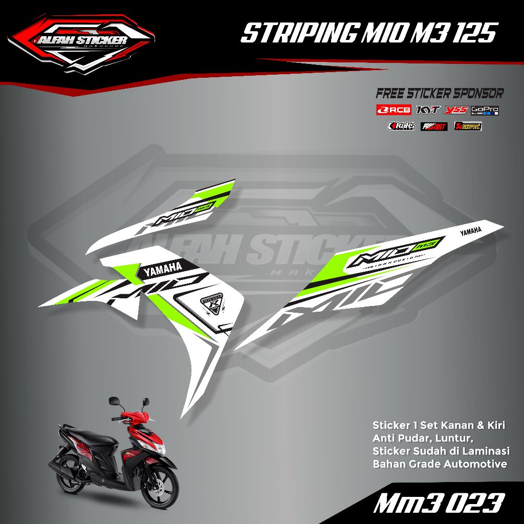 MM3 - Stiker stripping Mio M3/Mio 125/Mio Z Sticker motif standar variasi kap papas