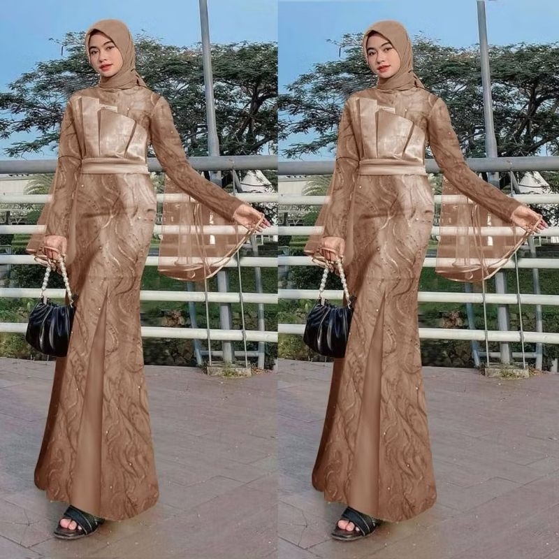 (NEW) ANARA Dress - Baju Gamis Dress Maxi Maxy Full Brukat Brokat FREE HIJAB Remaja Wanita Perempuan
