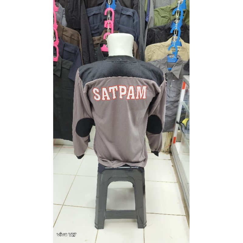 kaos satpam lengan panjang kombinasi hitam