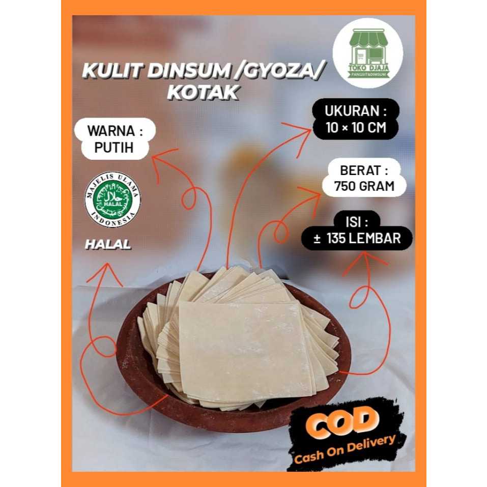 

Kulit Dimsum Kotak Kemasan 750 gram Warna Putih 10cm x 10cm Tipis Kulit Siomay Gyoza Enak Halal